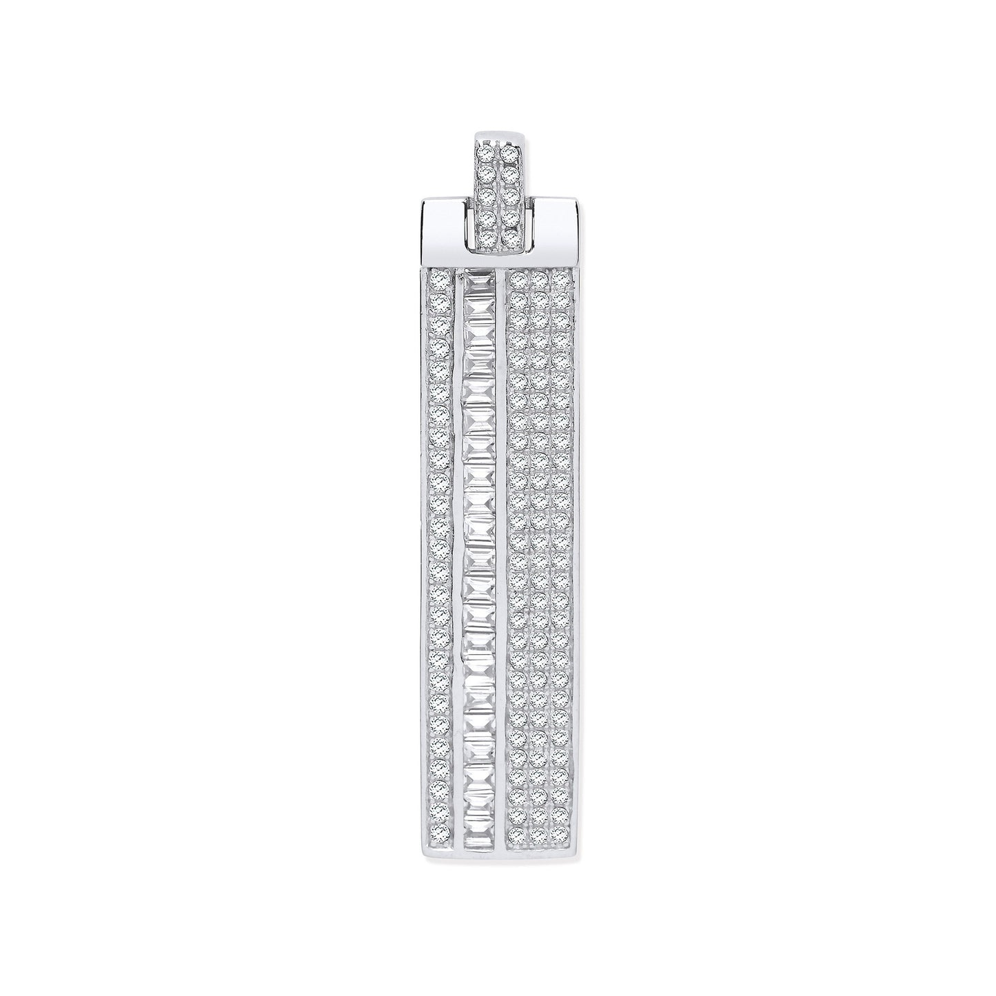 Silver Cubic Zirconia Tag Pendant - Silver