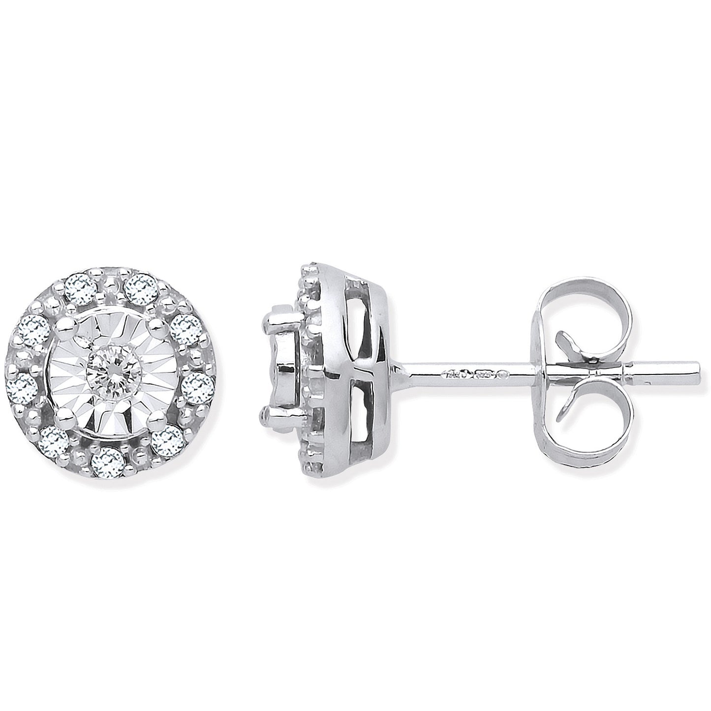 9ct White Gold 0.13ct Dia Stud Earrings - 9ct Gold