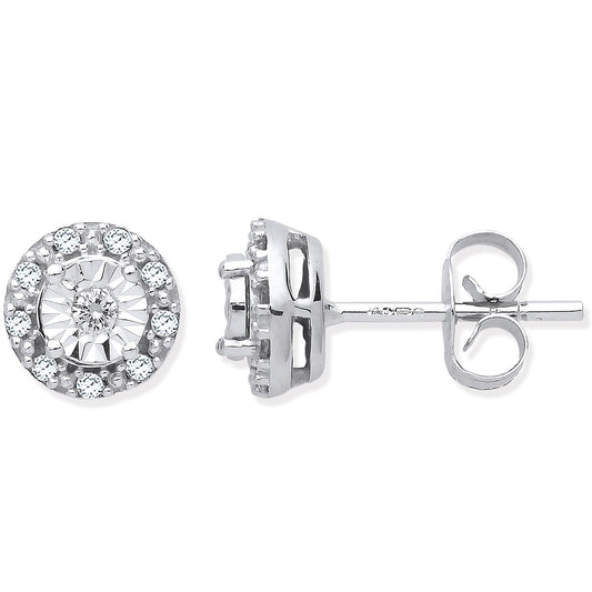 9ct White Gold 0.13ct Dia Stud Earrings - 9ct Gold