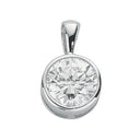 Silver Rubover Set Cubic Zirconia Single Stone Pendant