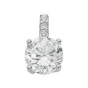 Silver Claw Set Cubic Zirconia Single Stone Pendant