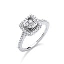 9ct White Gold 0.40ctw Diamond Cluster Ring with D/C Bezel