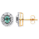 9ct Yellow Gold 0.60ct Emerald & 0.08ct Diamond Oval Stud Earrings