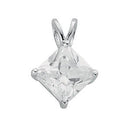 Silver Claw Set Princess Cut Cubic Zirconia S/S Pendant