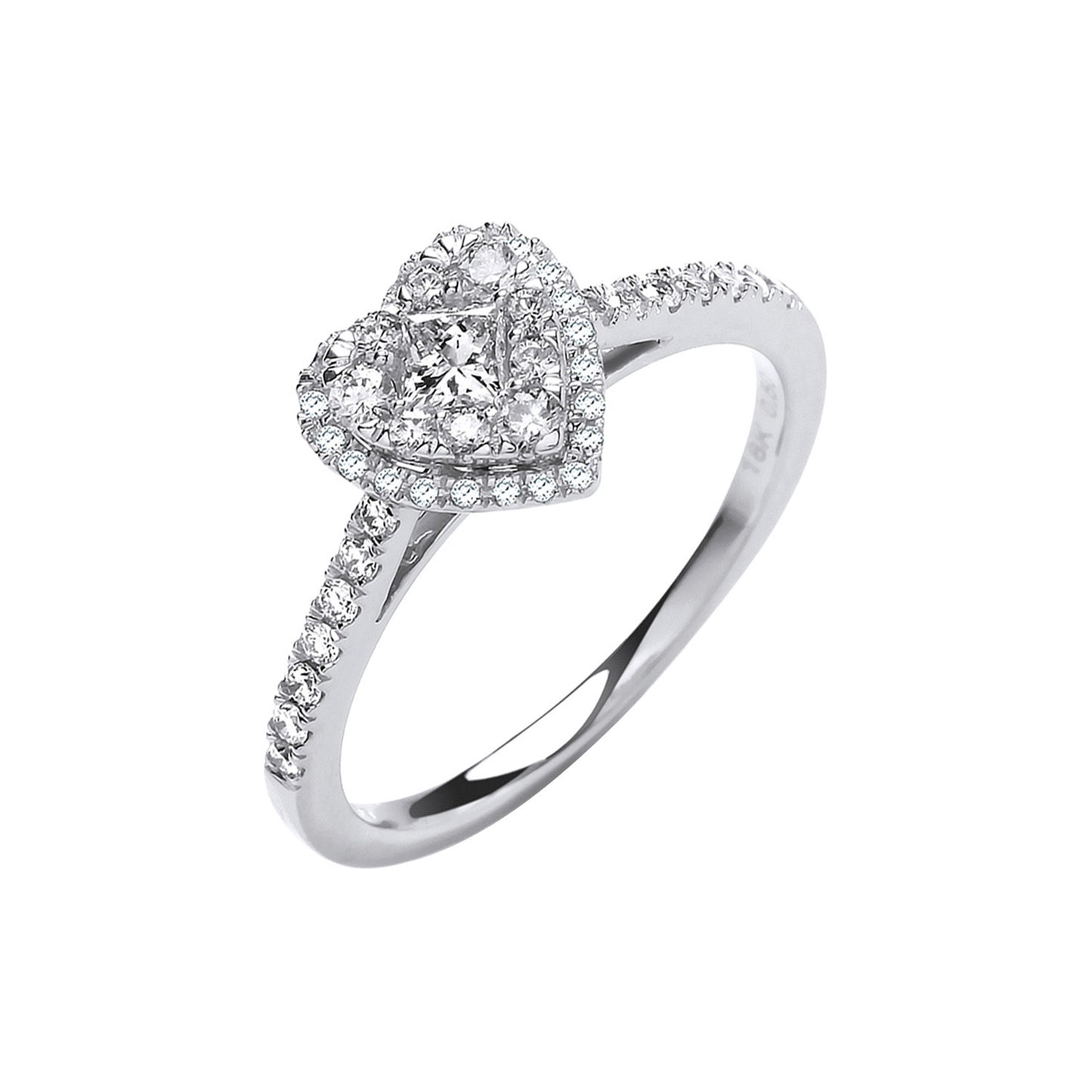18ct Heart Shaped 0.50ctw Dress Ring. - 18ct Gold