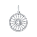 Silver Circle with Burst Lines Cubic Zirconia Pendant