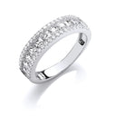 Silver Princess Cut & Round Cubic Zirconias Half ET Ring