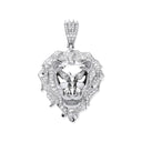 Silver Cubic Zirconia Lion Head Pendant