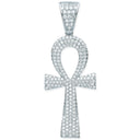 Silver Cubic Zirconia Ankh Cross - Key of Life