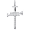 Silver Cubic Zirconia Nail Cross