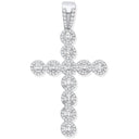 Silver Cubic Zirconia Halo Style Fancy Cross