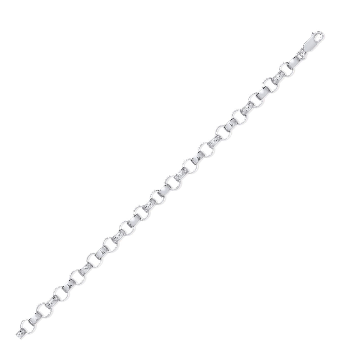 Silver 8.0mm Plain & Engraved Link Belcher Chain/Bracelet - Silver