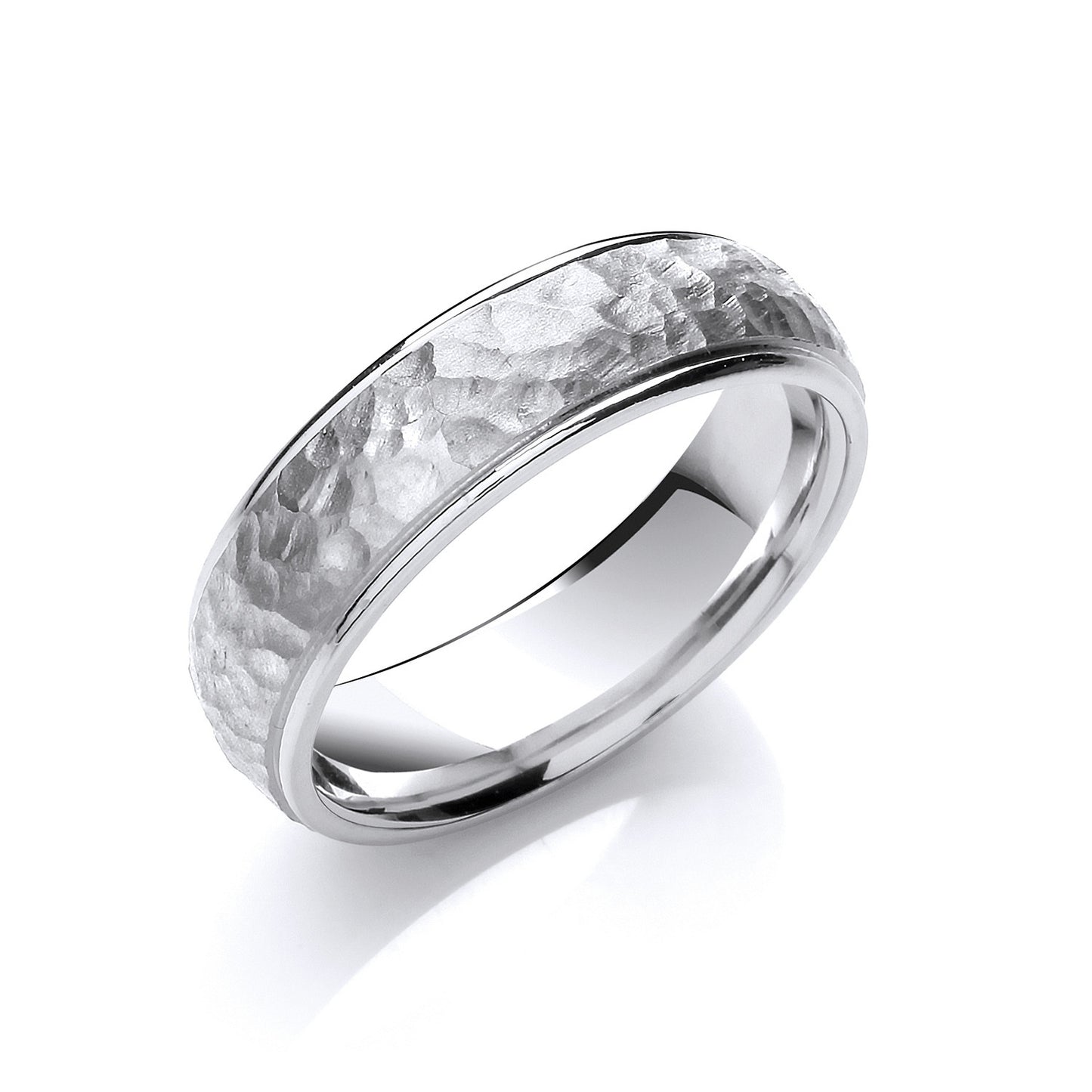 6mm Court Hammered Style & Polished Edges Matt Centre - 18ct Gold