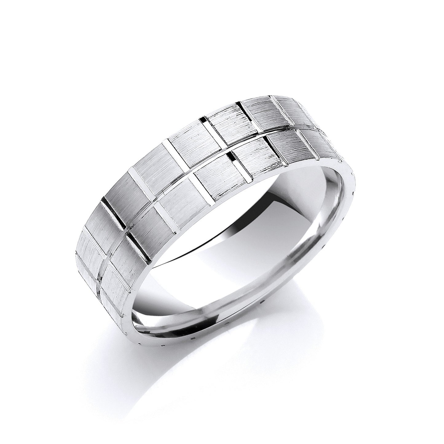 6mm Flat Court Squared Grooves Matt Finish - Platinum