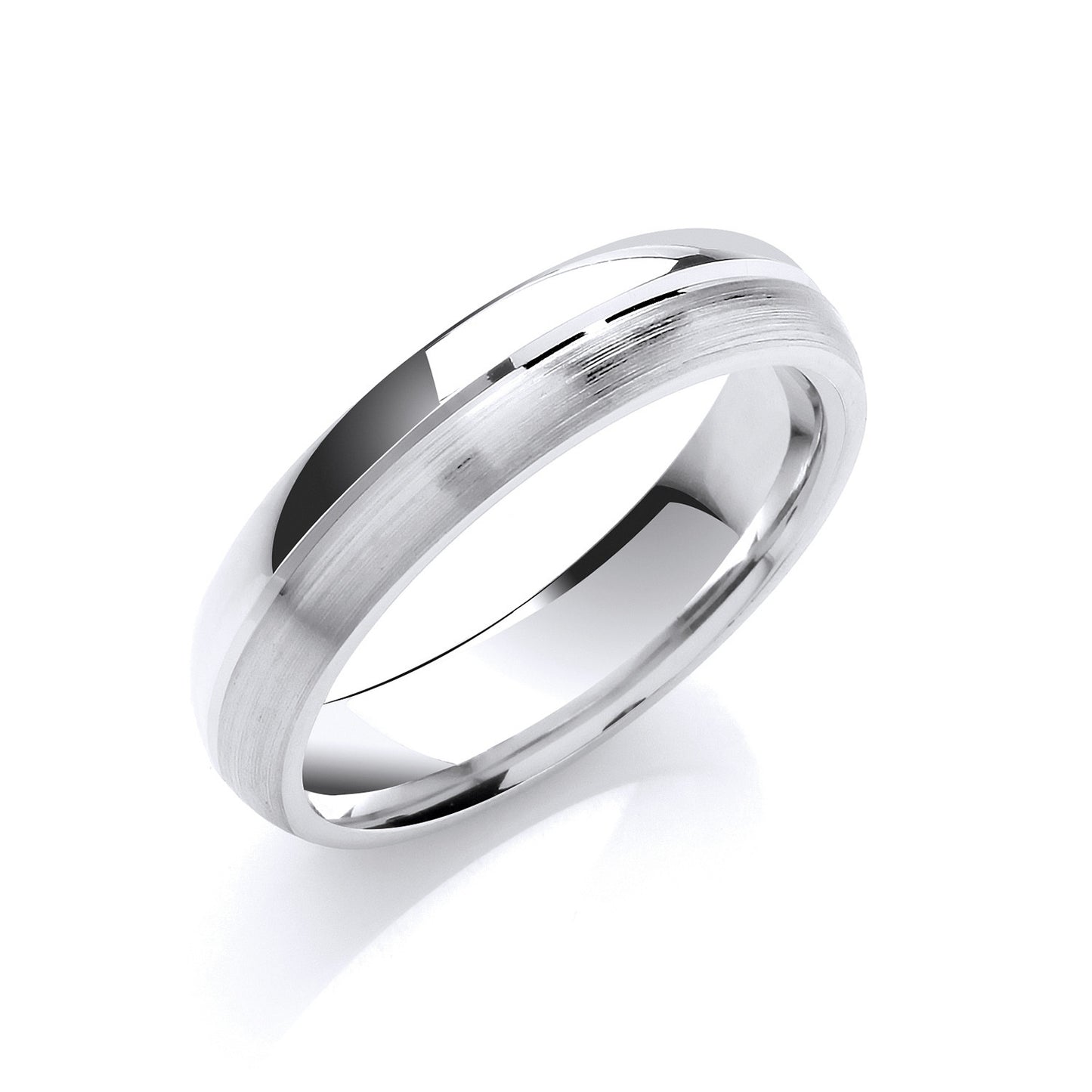 5mm Court Matt & Polished Finish Groove Wedding Band - Palladium 950