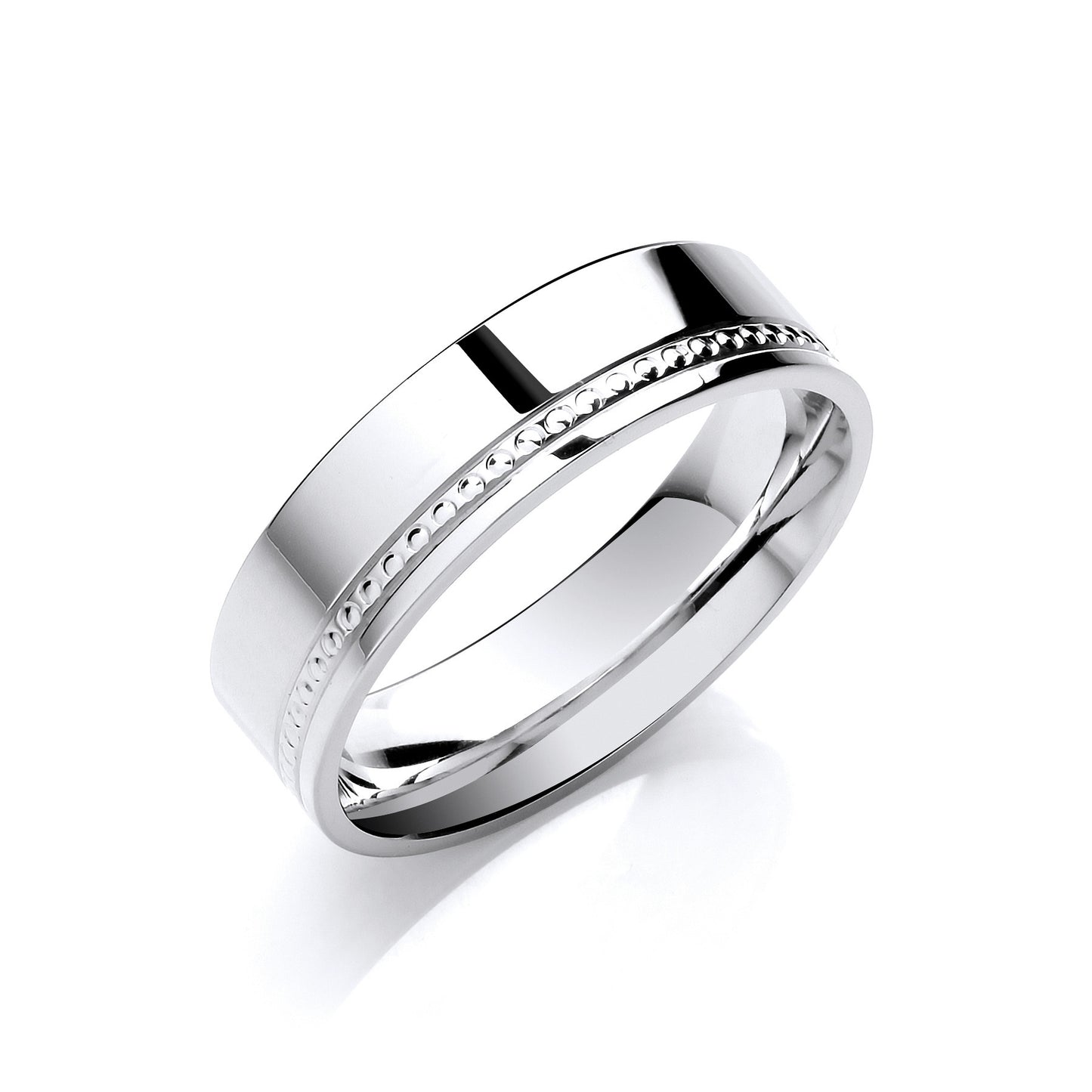 6mm Flat Court Mill Grain Illusion Setting - Platinum