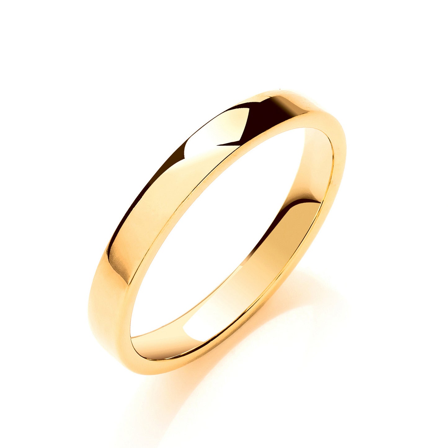 3mm Soft Court Shape Wedding Band - 18ct Gold