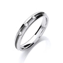 0.06ctw 3st Brilliant Cut Diamond Set 3mm Court Centre Groove Wedding Band