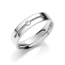 0.05ct S/S Brilliant Cut Diamond Set 5mm Yellow/White Flat Court Wedding Band