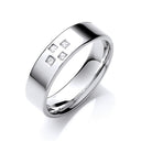 0.08ctw 4st P/C Diamond Set 6mm Flat Court Cross Style Wedding Band