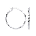 Silver 25mm Hoop, Checkerboard Design
