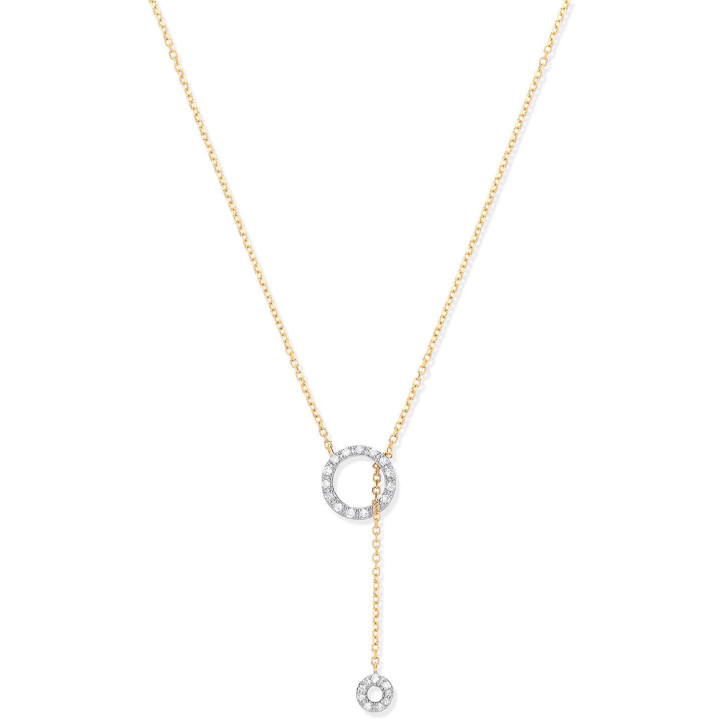 9ct Yellow Gold 0.09ctw Tassel Through Circle of Life Pendant (18in/45cm) Chain - 9ct Gold