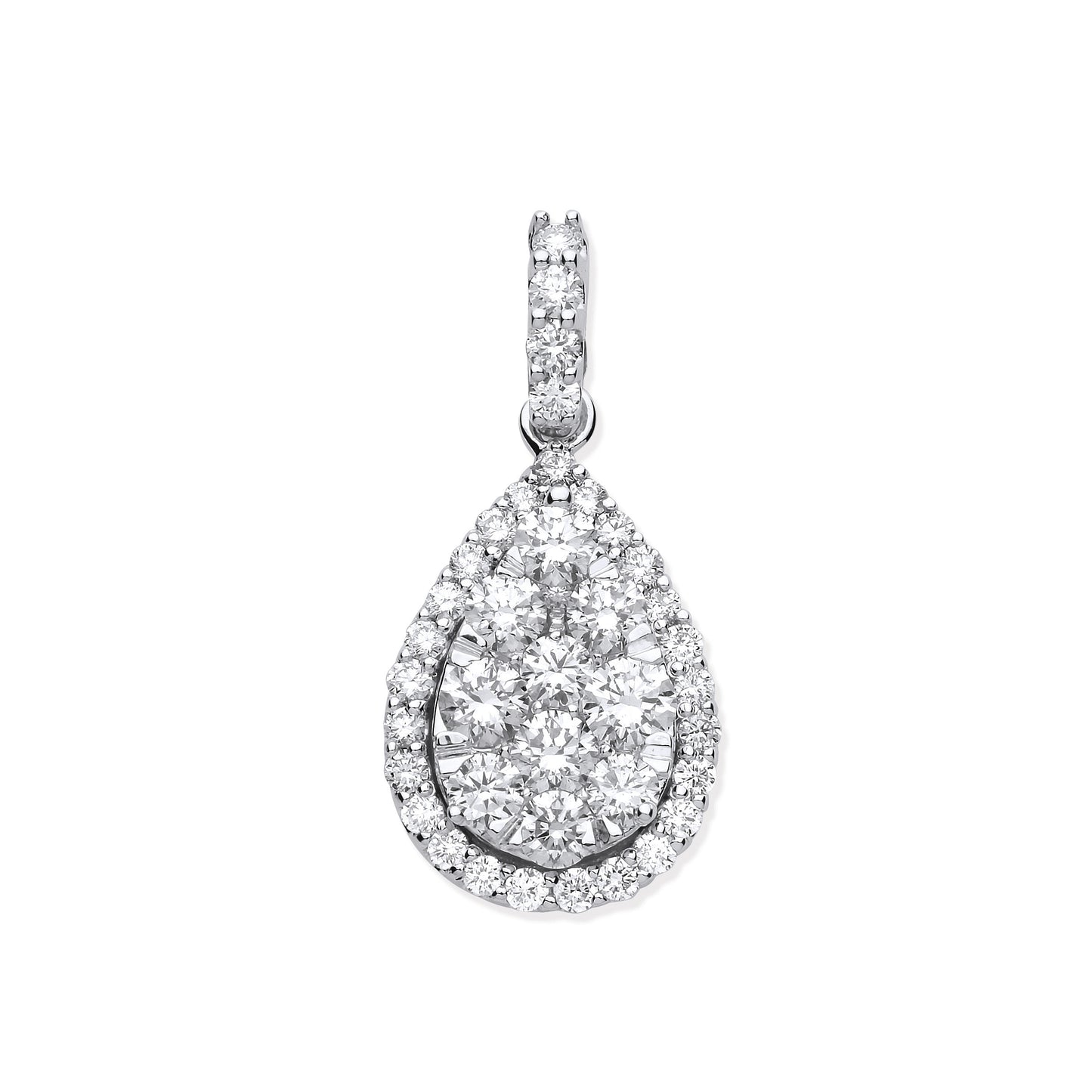 18ct White Gold 1.62ct Pear Shaped Drop Pendant - 18ct Gold