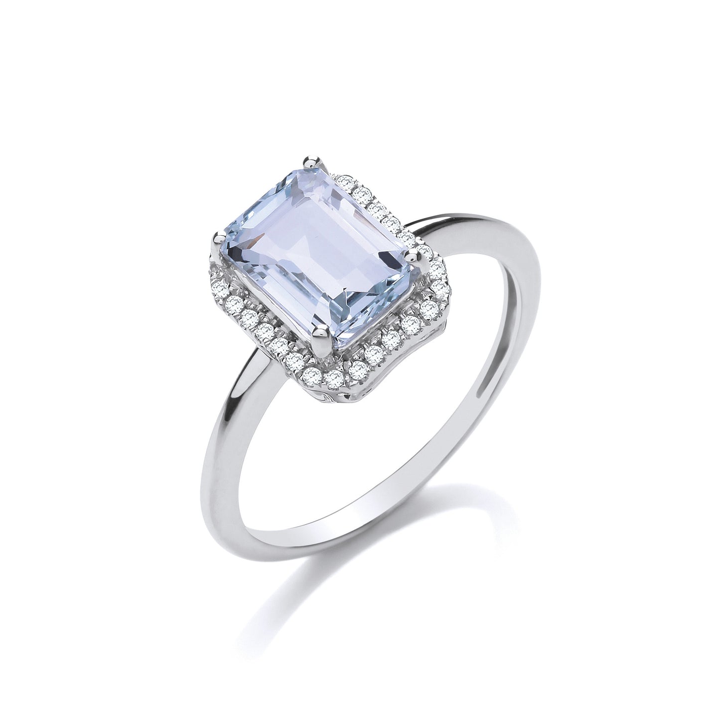 18ct White Gold 1.50ct Aqua & 0.10ct Diamond Ring - 18ct Gold