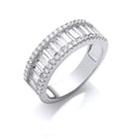 Silver Half ET Baguettes & Round Cubic Zirconia Ring