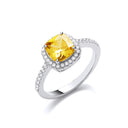 Silver Yellow Cubic Zirconia Ring