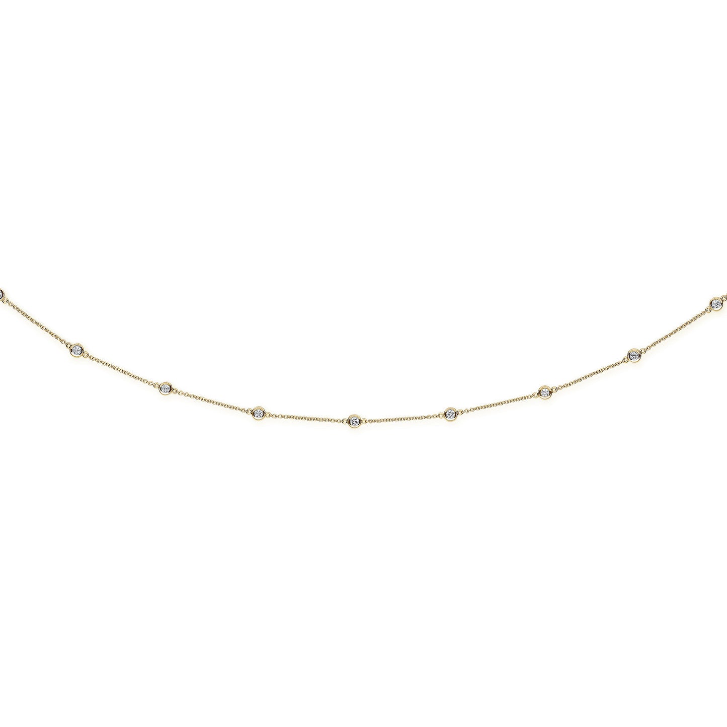 18ct Yellow Gold 1.00ct Diamond by the yard Necklace (18in/45cm) Chain - 18ct Gold