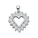 Silver Claw Set Cubic Zirconia Heart Pendant