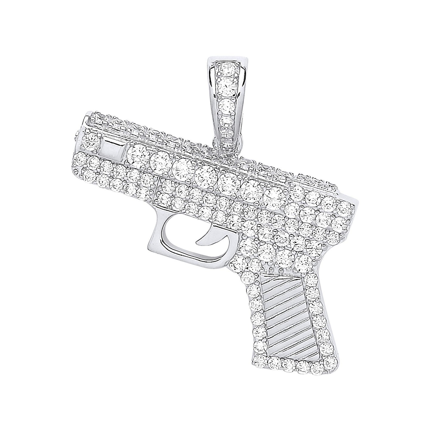 Silver Cubic Zirconia Pistol Pendant - Silver