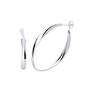 Silver Oval Twisted Large Hoop Earrings