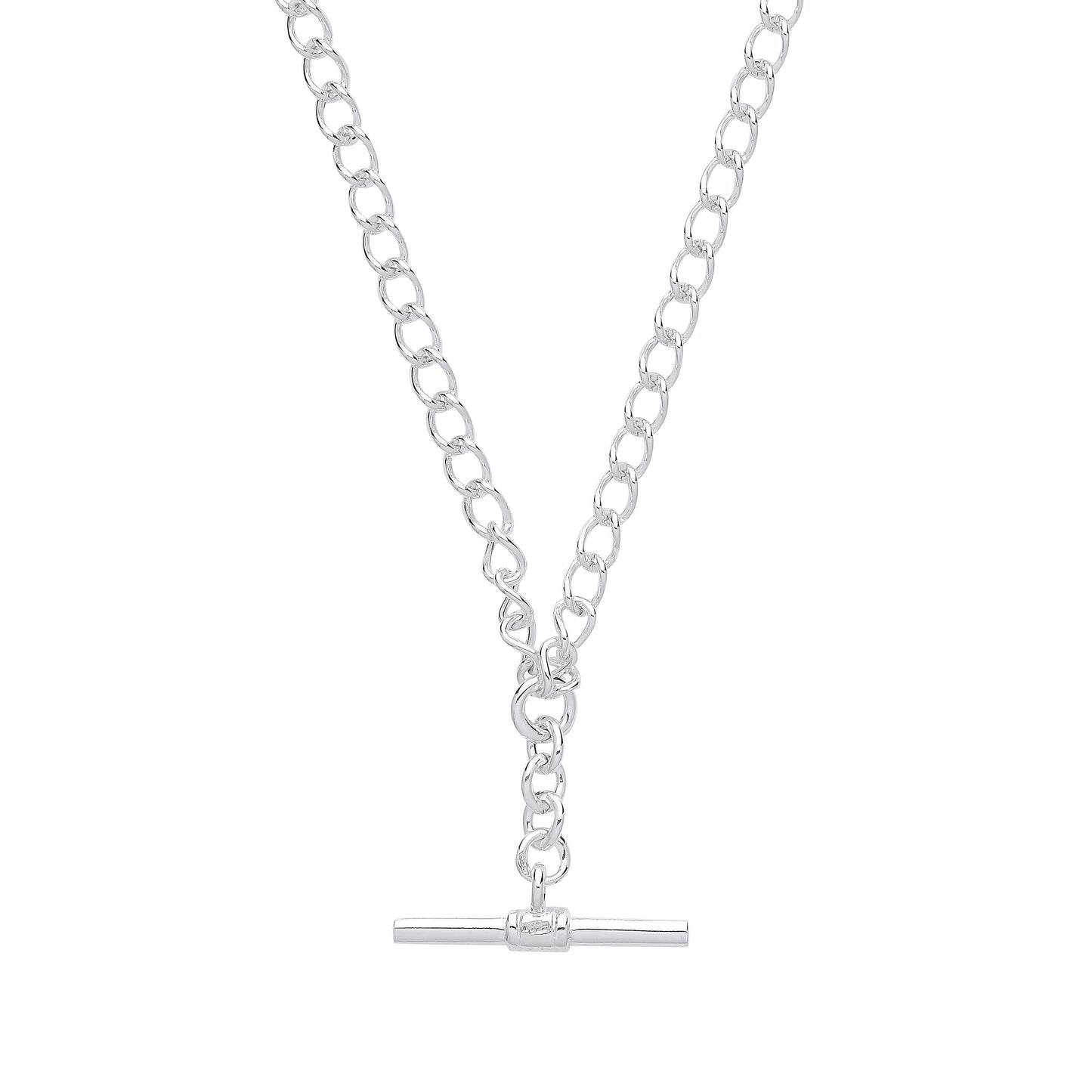 Silver Fancy T-Bar 18" Chain & 7.5" Ladies Bracelet - Silver