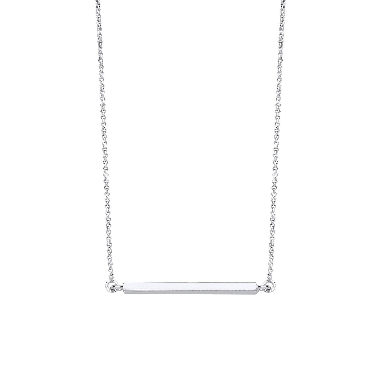 Silver Square Tube Bar Necklace - Silver