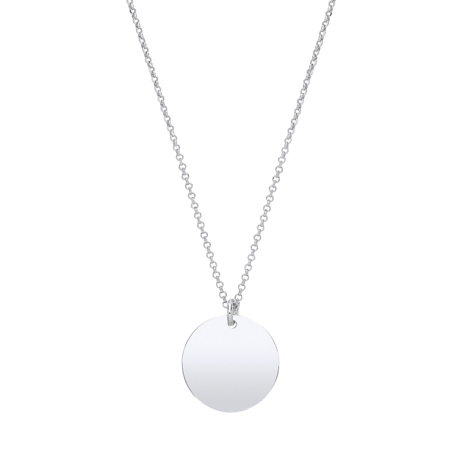 Silver Plain Round Pendant Chain 16" - Silver