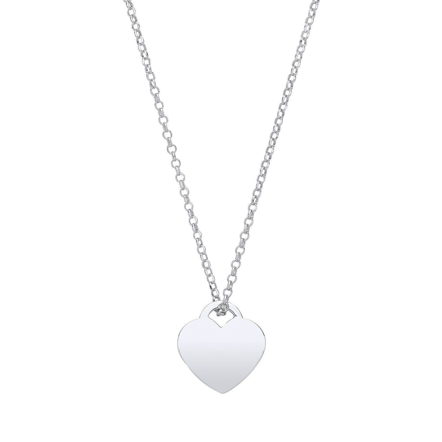 Silver Plain Heart Pendant Chain 16" - Silver