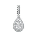 Silver Pear Cut Cubic Zirconia Cluster Drop Pendant