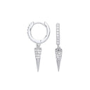 Silver Cubic Zirconia Huggies Pin Drop Earrings