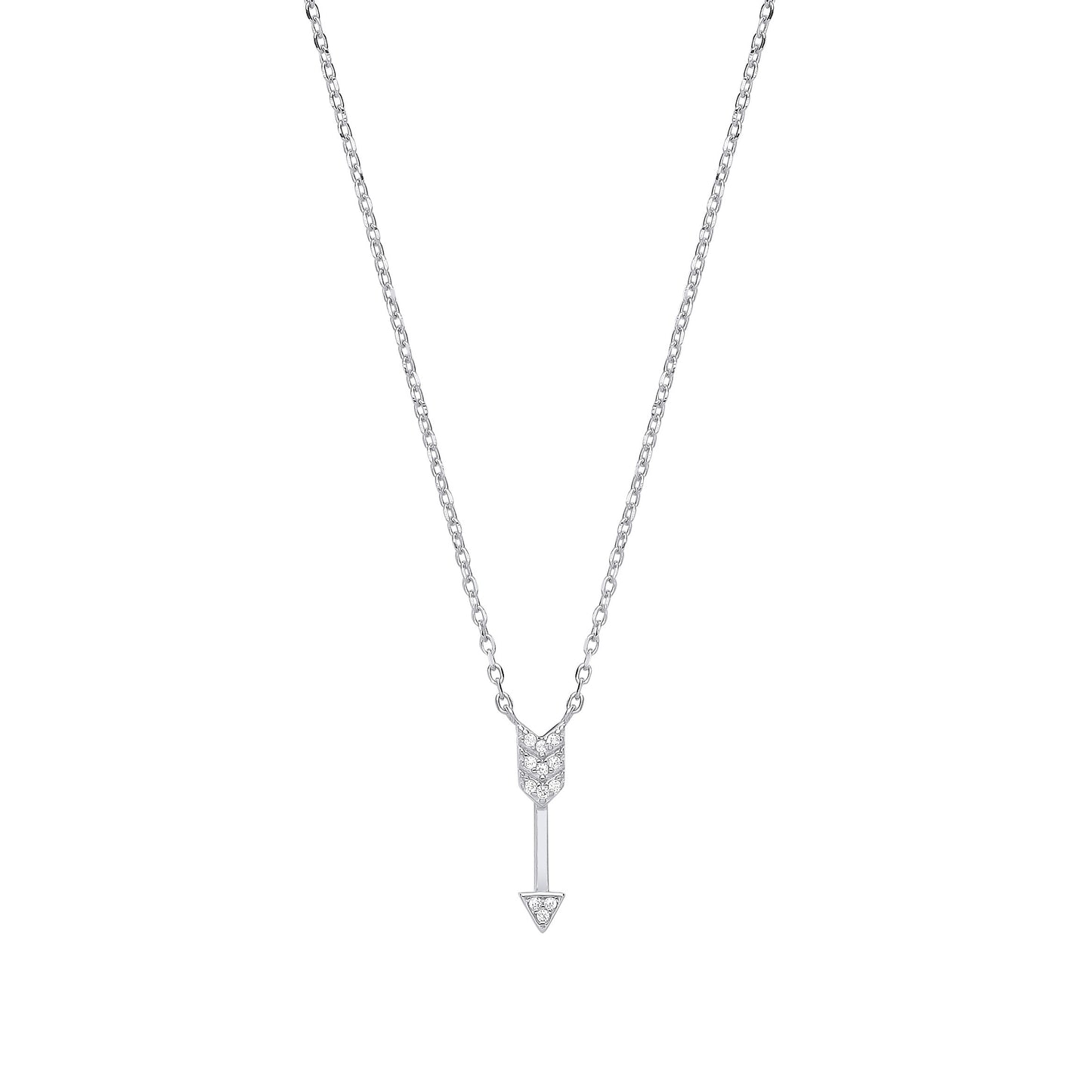 Silver Arrow Drop Pendant Chain 16" - Silver