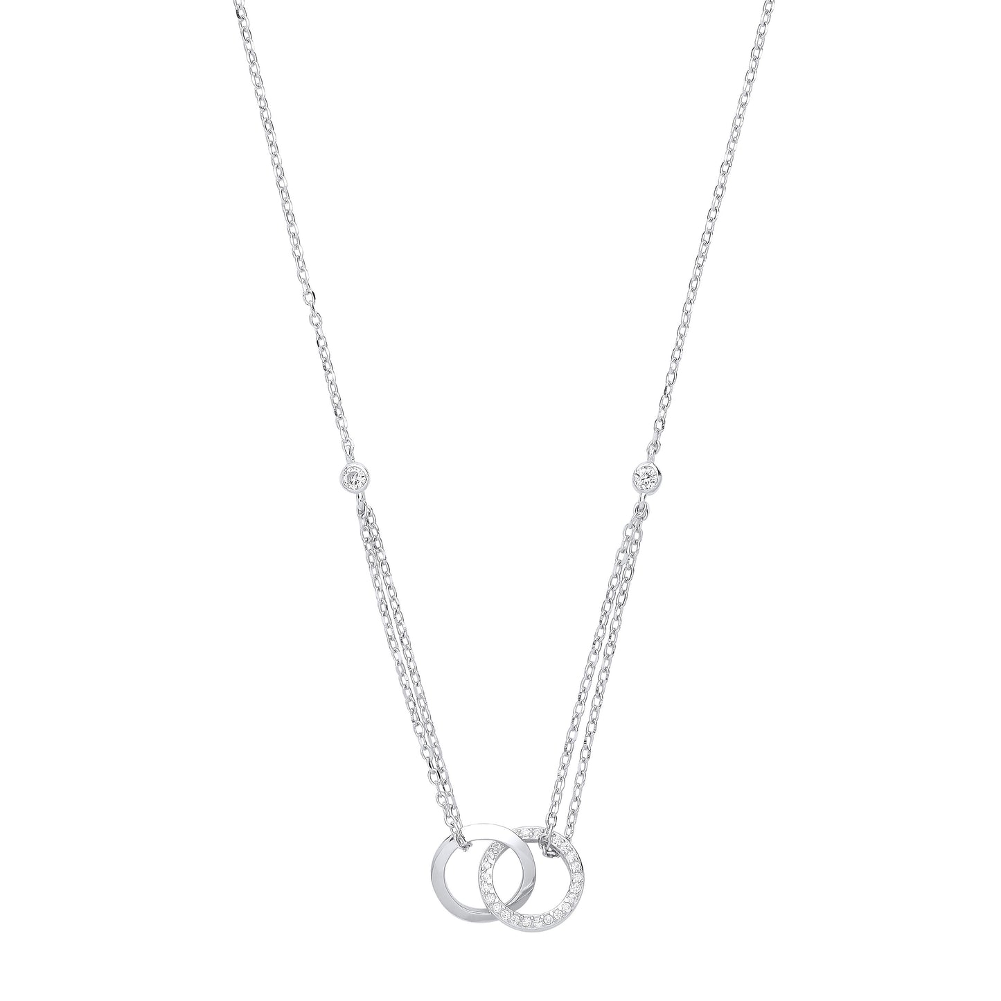 Silver Cubic Zirconia Circles of Life 16" Necklace/Ladies Bracelet - Silver