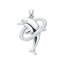 Silver Cubic Zirconia Dolphin Pendant