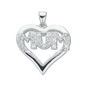 Silver Cubic Zirconia Heart Mum Pendant