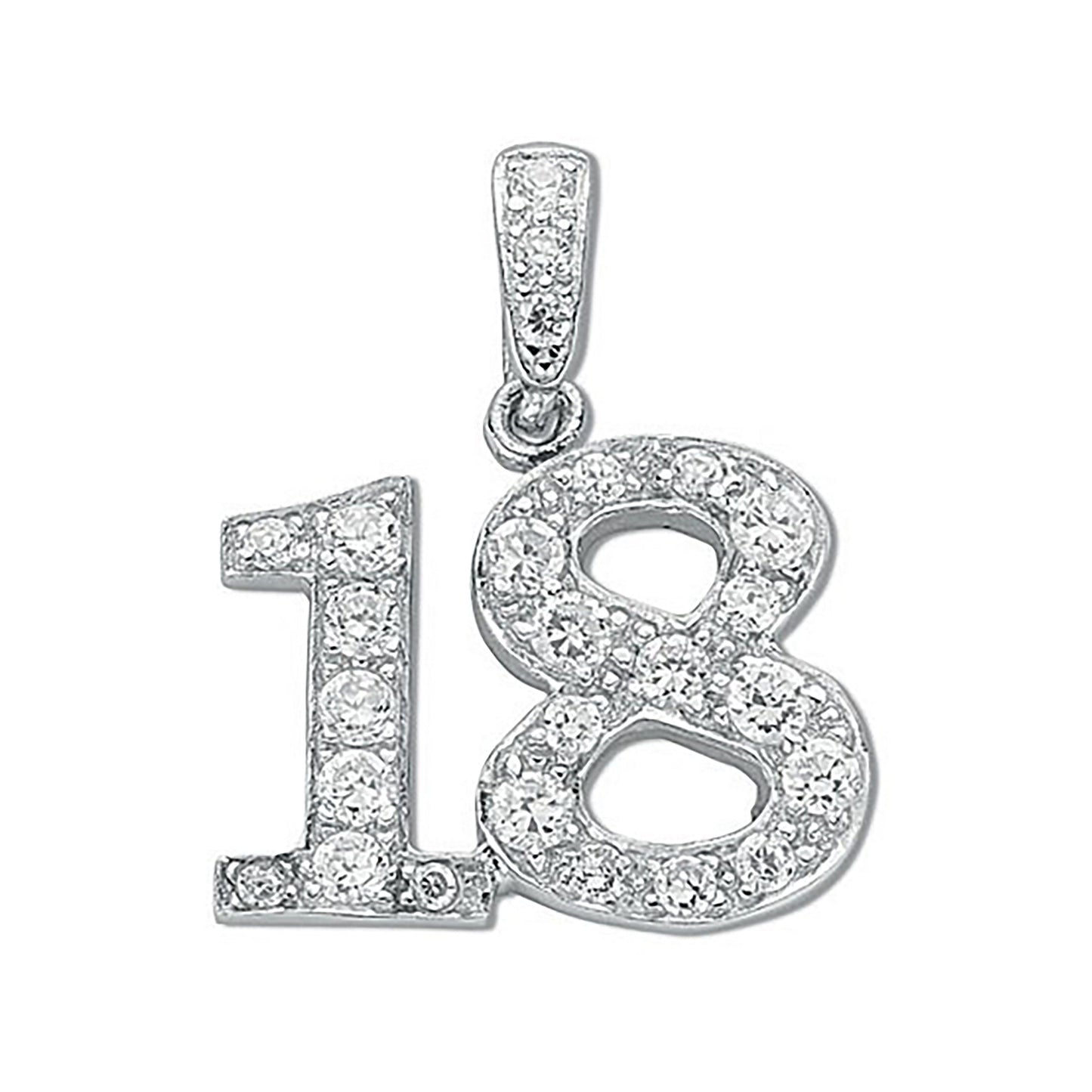 Silver Pave Set Cubic Zirconia 18 Drop Pendant - Silver