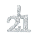 Silver Pave Set Cubic Zirconia 21 Drop Pendant