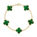 Belle Vante Bracelet 5 Motifs Malachite 18K Yellow Gold