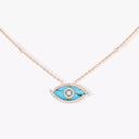 Lucky Eye Turquoise Diamond Necklace Pink Gold 0.38ct