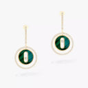 Lucky Move Pavé Diamond Drop Earrings Yellow Gold Malachite 0.56ctw