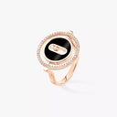 Lucky Move Diamond Ring Small Model Pink Gold Onyx 0.20ct